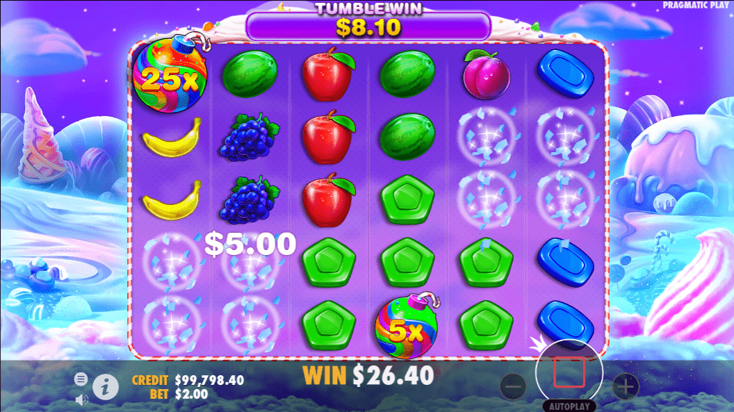 Multipliers in Sweet Bonanza Candy Bomb.