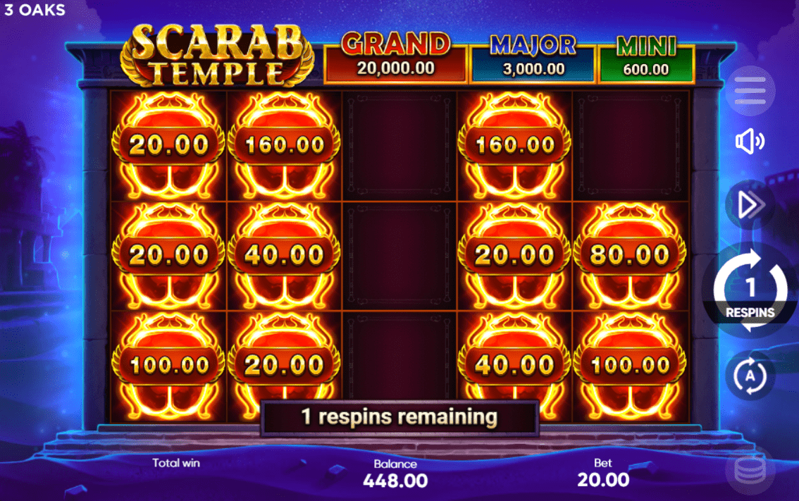 Bonus spins at the Scarab Temple.