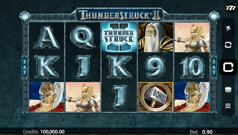 The symbols and playgrid of Thunderstruck II