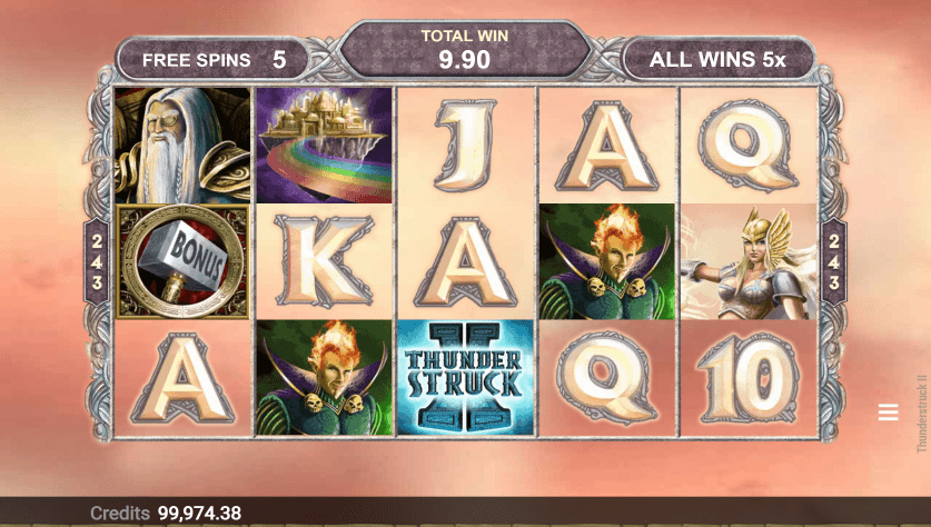 Bonus Free spins of Valkyrie in Thunderstruck II.